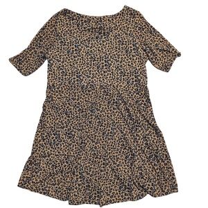 Xhilaration PLUS XXL Leopard Skater Dress Empire Waist Peek A Boo Cutout Cheetah